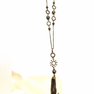 Vintage Crystal, Silver and Black Necklace and Earrings